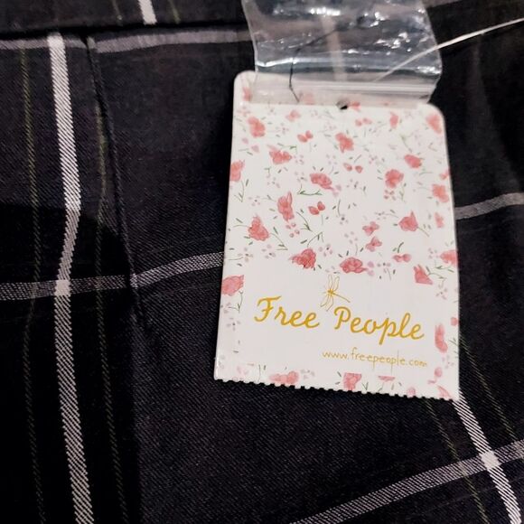 NWT Free People Charcoal Checkered Cropped Pants size 6 - Picture 5 of 12